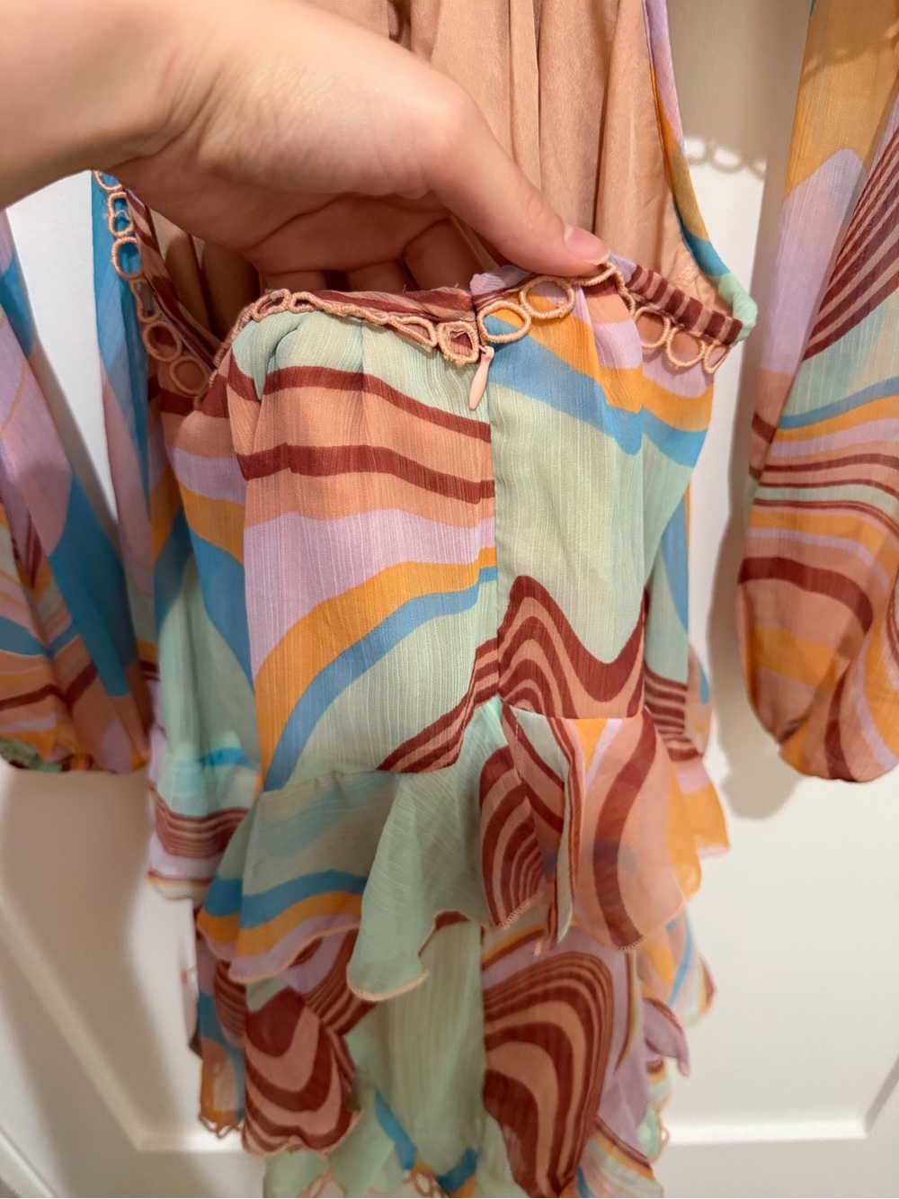 ASOS Multicolor Swirl Ruffle Midi Dress - Picture 3 of 6